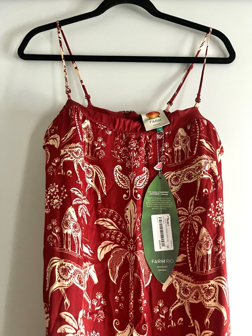 FARM Rio Haras Printed Tiered Maxi Dress Size Medium NWT Red Off-White - Picture 8 of 16